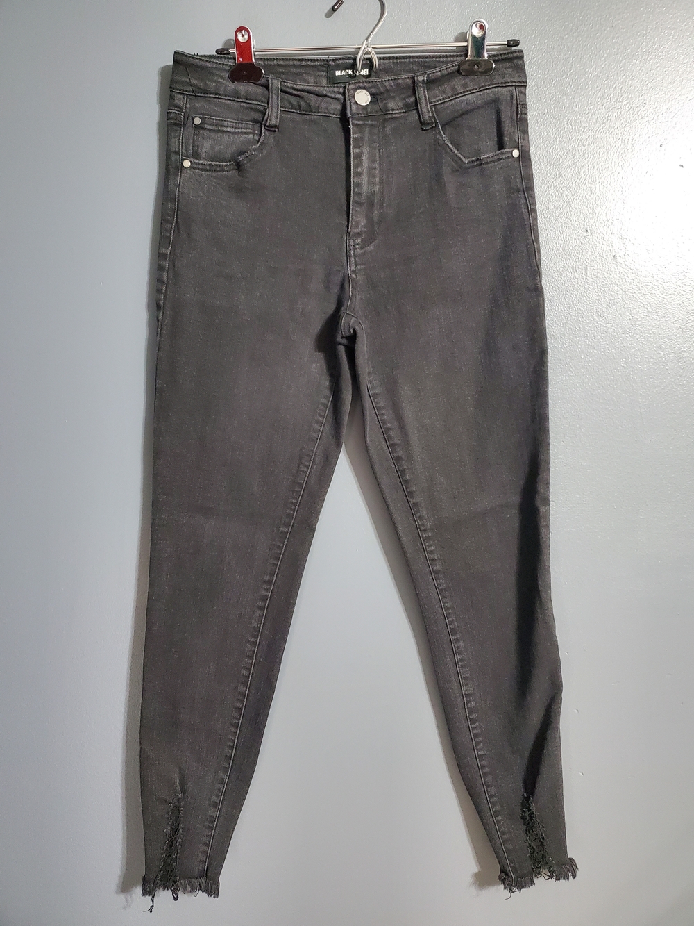 Black Label C'est Toi Black Denim Skinny Jeans Distressed Openings Women Size 9